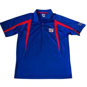 New York Giants Embroidered Short Sleeve Polo Royal Blue & Red NFL Football XL
